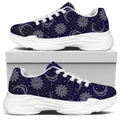 Boho Sun And Moon Pattern Print White Chunky Shoes