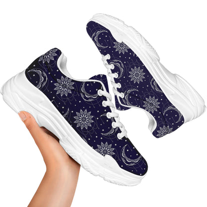Boho Sun And Moon Pattern Print White Chunky Shoes