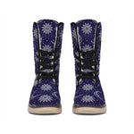 Boho Sun And Moon Pattern Print Winter Boots