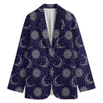 Boho Sun And Moon Pattern Print Women's Blazer