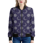 Boho Sun And Moon Pattern Print Women's Bomber Jacket