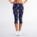 Boho Sun And Moon Pattern Print Women's Capri Leggings