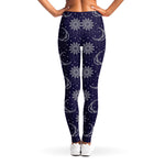 Boho Sun And Moon Pattern Print Women's Leggings