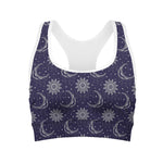 Boho Sun And Moon Pattern Print Women's Sports Bra