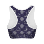 Boho Sun And Moon Pattern Print Women's Sports Bra