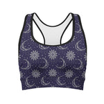 Boho Sun And Moon Pattern Print Women's Sports Bra