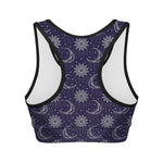 Boho Sun And Moon Pattern Print Women's Sports Bra