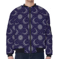 Boho Sun And Moon Pattern Print Zip Sleeve Bomber Jacket