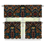 Boho Tribal Aztec Pattern Print 3 Piece Kitchen Curtains
