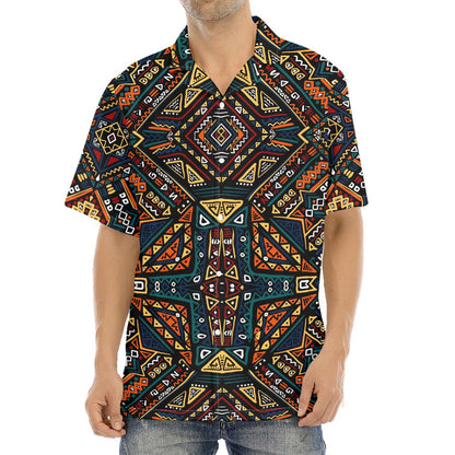 Boho Tribal Aztec Pattern Print Aloha Shirt