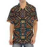 Boho Tribal Aztec Pattern Print Aloha Shirt