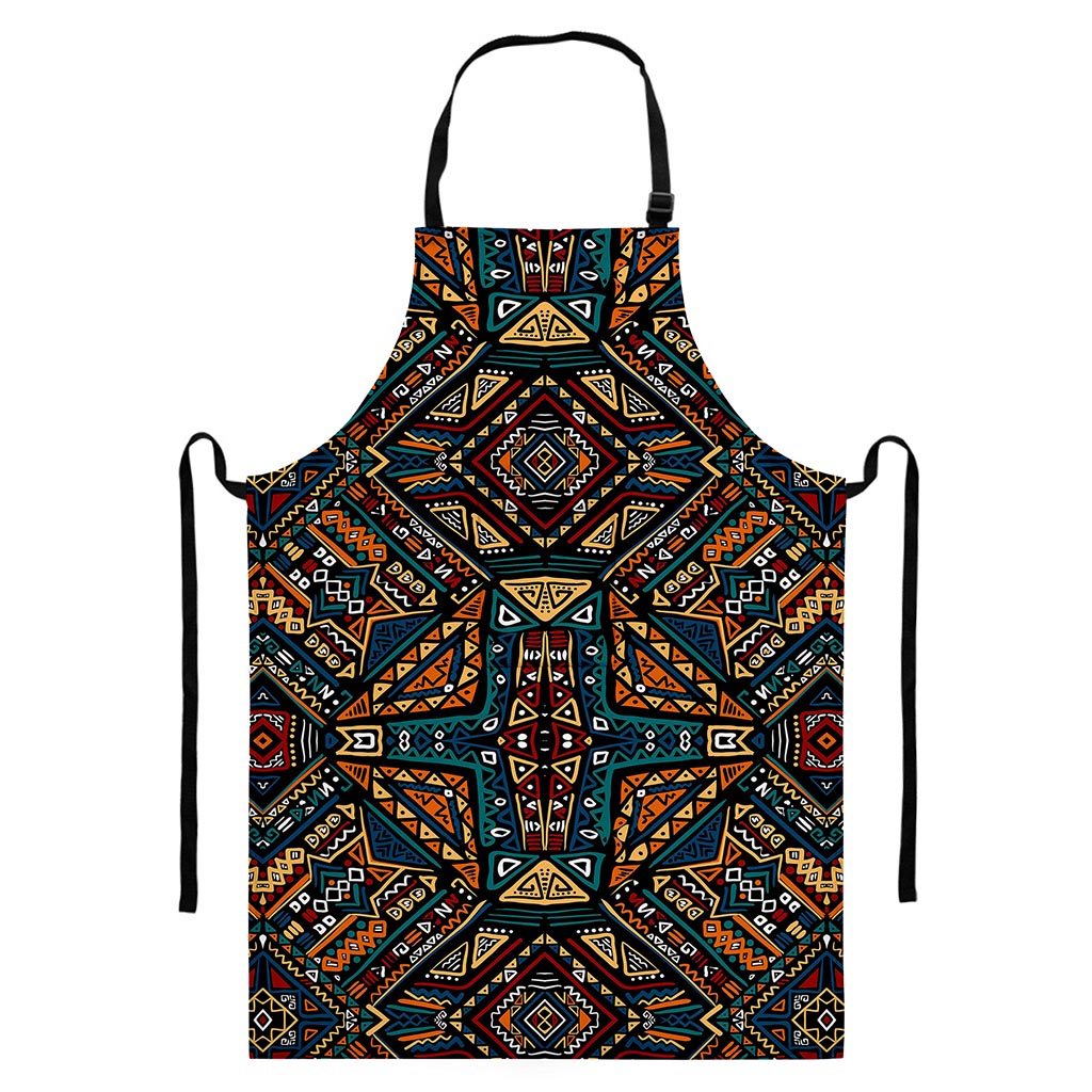 Boho Tribal Aztec Pattern Print Bib Apron With Pocket