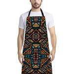 Boho Tribal Aztec Pattern Print Bib Apron With Pocket