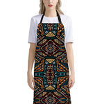 Boho Tribal Aztec Pattern Print Bib Apron With Pocket