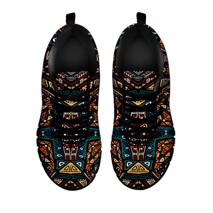 Boho Tribal Aztec Pattern Print Black Running Shoes