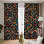 Boho Tribal Aztec Pattern Print Blackout Pencil Pleat Curtains