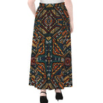 Boho Tribal Aztec Pattern Print Chiffon Maxi Skirt