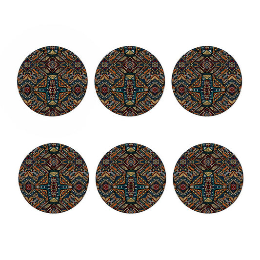 Boho Tribal Aztec Pattern Print Coaster Set