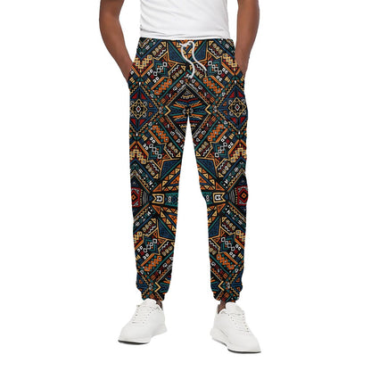 Boho Tribal Aztec Pattern Print Cotton Pants