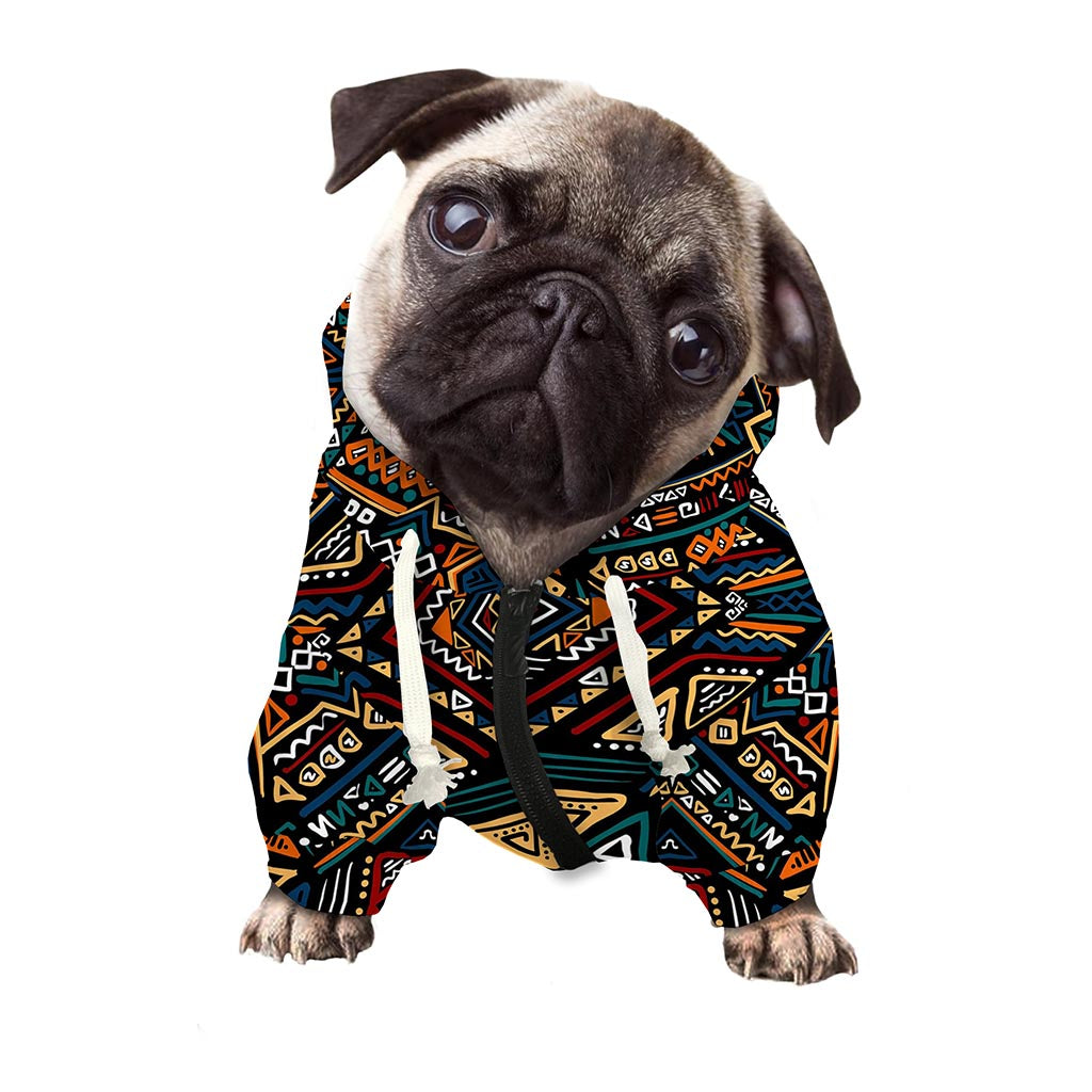 Boho Tribal Aztec Pattern Print Dog Zip Up Hoodie