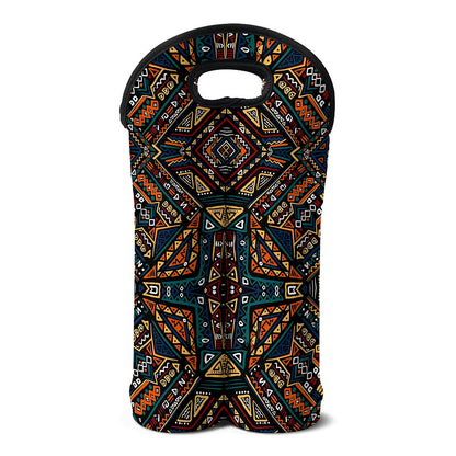 Boho Tribal Aztec Pattern Print Double Neoprene Wine Tote