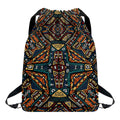 Boho Tribal Aztec Pattern Print Drawstring Backpack