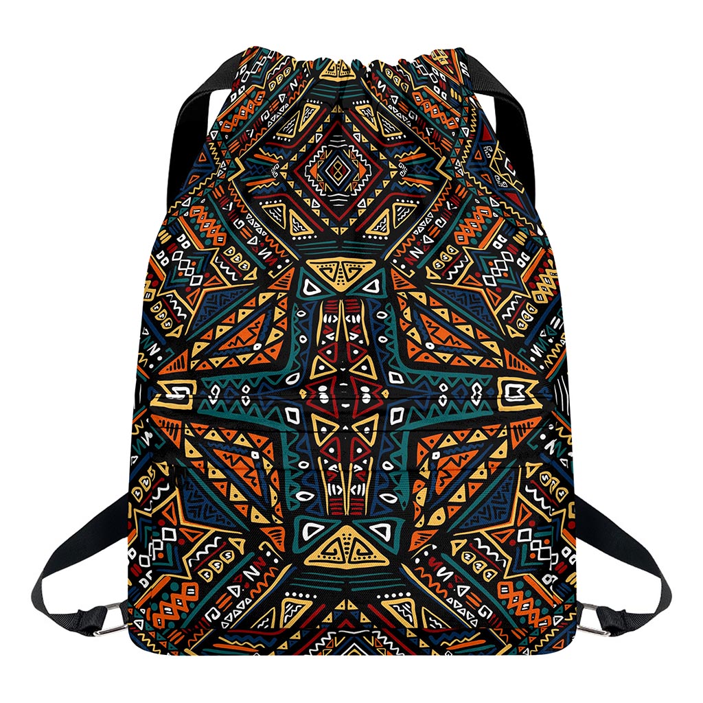 Boho Tribal Aztec Pattern Print Drawstring Backpack