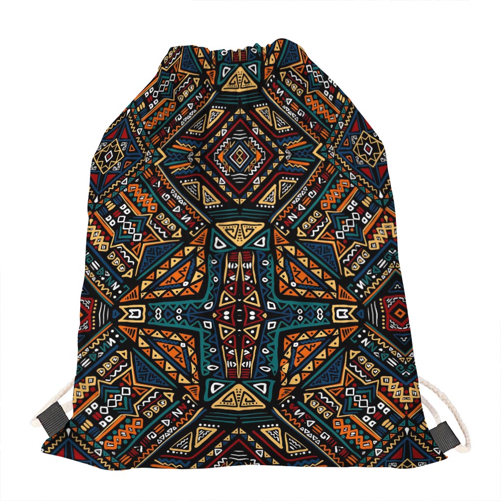 Boho Tribal Aztec Pattern Print Drawstring Bag