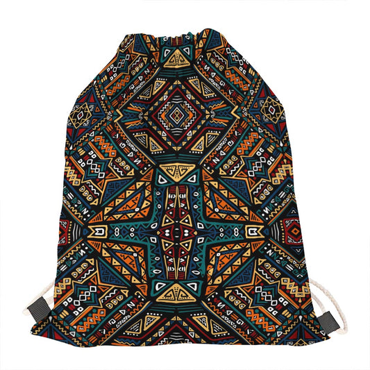 Boho Tribal Aztec Pattern Print Drawstring Bag