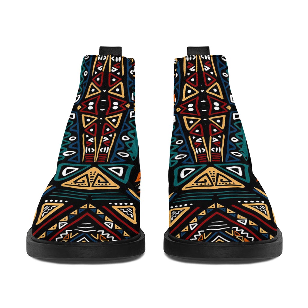 Boho Tribal Aztec Pattern Print Flat Ankle Boots