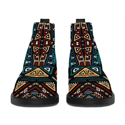 Boho Tribal Aztec Pattern Print Flat Ankle Boots