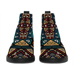 Boho Tribal Aztec Pattern Print Flat Ankle Boots