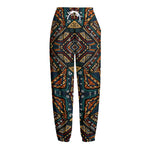 Boho Tribal Aztec Pattern Print Fleece Lined Knit Pants