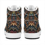 Boho Tribal Aztec Pattern Print High Top Leather Sneakers