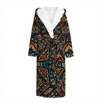 Boho Tribal Aztec Pattern Print Hooded Bathrobe