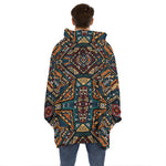 Boho Tribal Aztec Pattern Print Hoodie Blanket