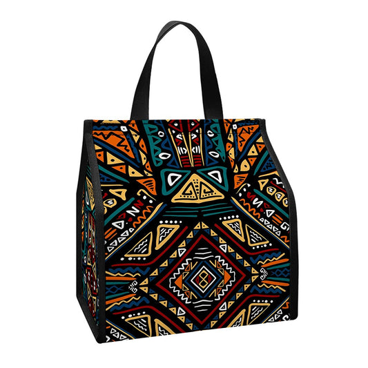 Boho Tribal Aztec Pattern Print Insulated Lunch Tote
