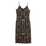 Boho Tribal Aztec Pattern Print Jersey Midi Cami Dress
