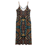 Boho Tribal Aztec Pattern Print Jersey Midi Cami Dress