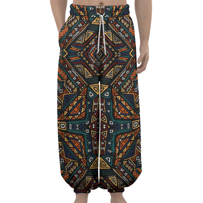 Boho Tribal Aztec Pattern Print Lantern Pants