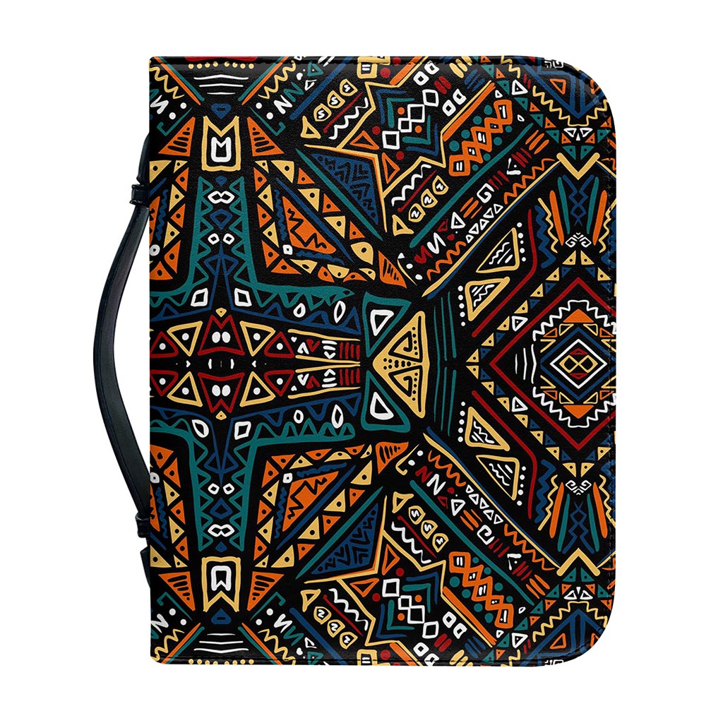 Boho Tribal Aztec Pattern Print Leather Bible Cover