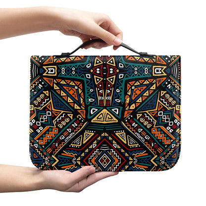 Boho Tribal Aztec Pattern Print Leather Bible Cover