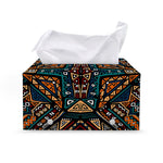 Boho Tribal Aztec Pattern Print Leather Tissue Box Cover