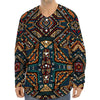 Boho Tribal Aztec Pattern Print Long Sleeve Baseball Jersey