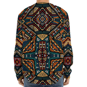 Boho Tribal Aztec Pattern Print Long Sleeve Baseball Jersey