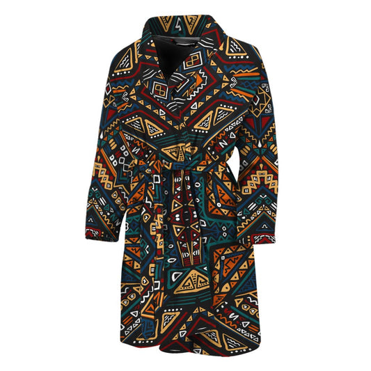 Boho Tribal Aztec Pattern Print Men's Bathrobe