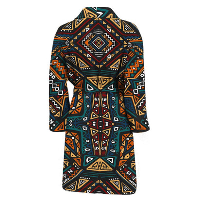 Boho Tribal Aztec Pattern Print Men's Bathrobe