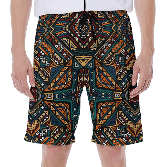 Boho Tribal Aztec Pattern Print Men's Beach Shorts