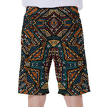 Boho Tribal Aztec Pattern Print Men's Beach Shorts
