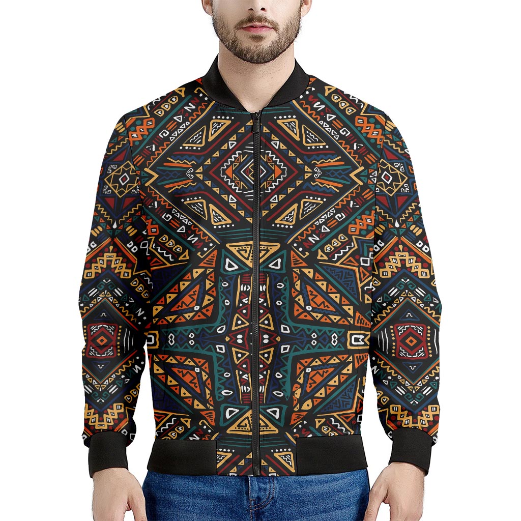 Boho Tribal Aztec Pattern Print Men's Bomber Jacket